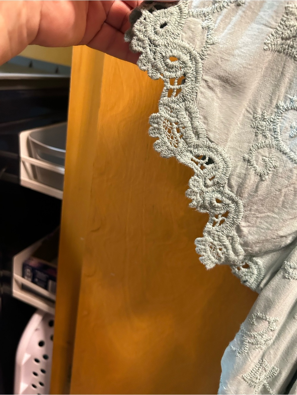 Democracy Pale Blue Embroidered Scoop Neck Tunic Top - Picture 4 of 6